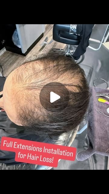 A full hair extension installation customized for a client experiencing hair loss